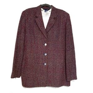 Austin Reed SZ 14 Womens Red White Blue Silk Tweed Blazer